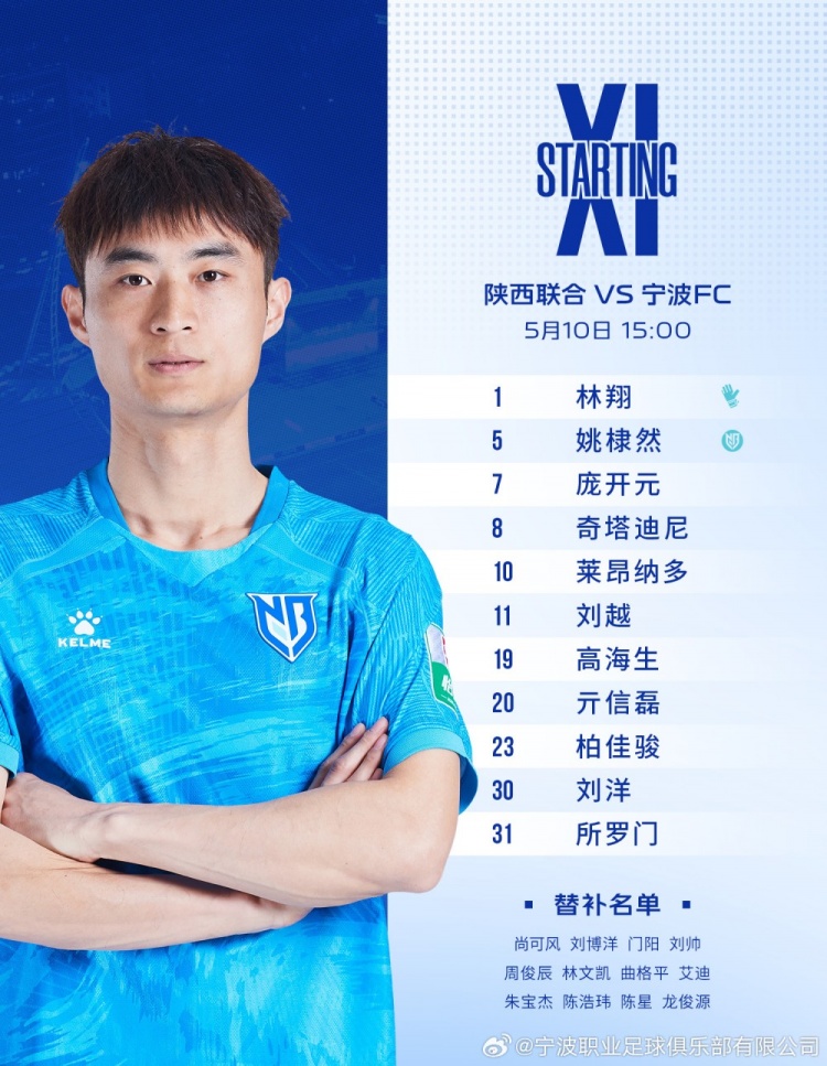 陕西联合客战宁波FC:姚棣然戴队长袖标 莱昂纳多伤愈首发 陕西联合客战宁波FC:姚棣然戴队长袖标 莱昂纳多伤愈首发